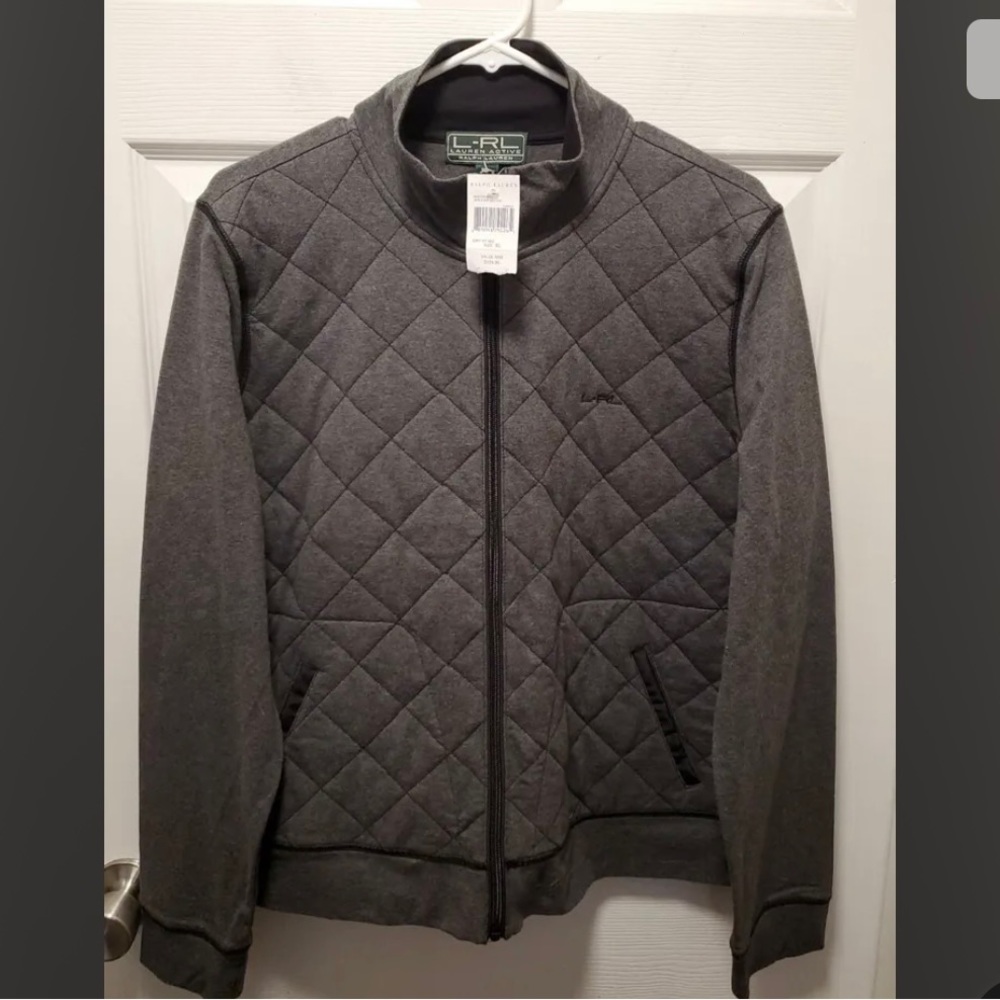 Lauren Ralph Lauren Gray Quilted Active Full Zip Jacket Size XL